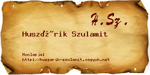 Huszárik Szulamit névjegykártya